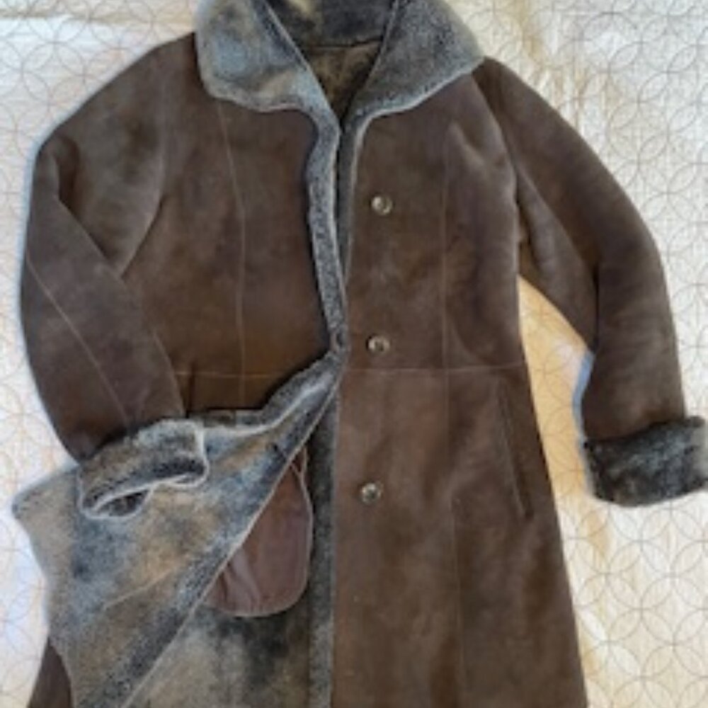 Women's Shearling Jacket Car Coat chocolate brown